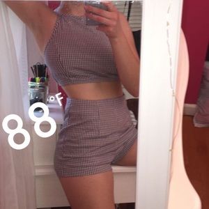 Blue, red, light/navy blue plaid shorts